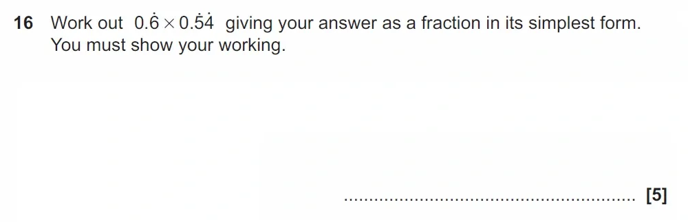 Question 16 - GCSE OCR Higher Maths Past Paper 5 (Non-Calculator) - June 2022