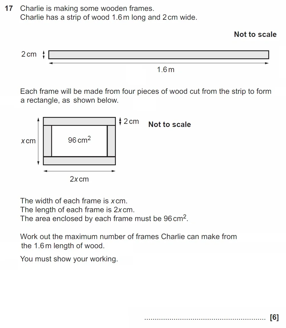 Question 17 - GCSE OCR Higher Maths Past Paper 5 (Non-Calculator) - June 2022