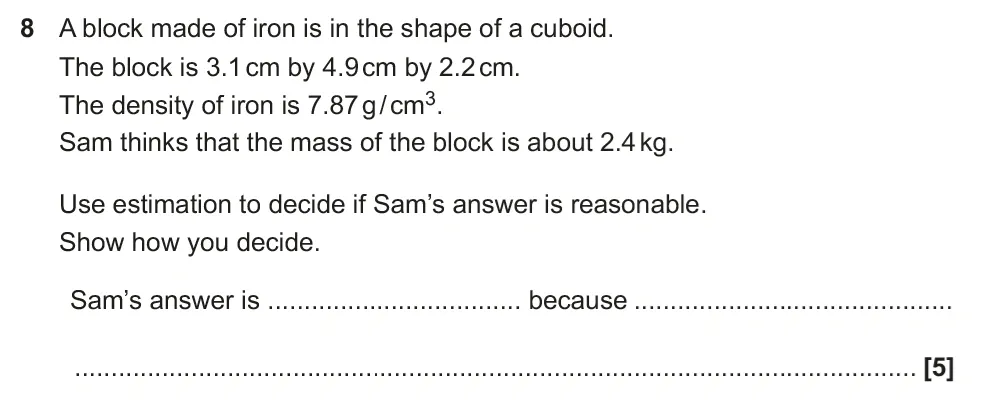 Question 08 - GCSE OCR Higher Maths Past Paper 5 (Non-Calculator) - June 2023