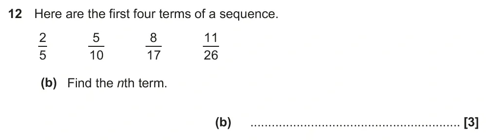 Question 12(b) - GCSE OCR Higher Maths Past Paper 5 (Non-Calculator) - June 2023
