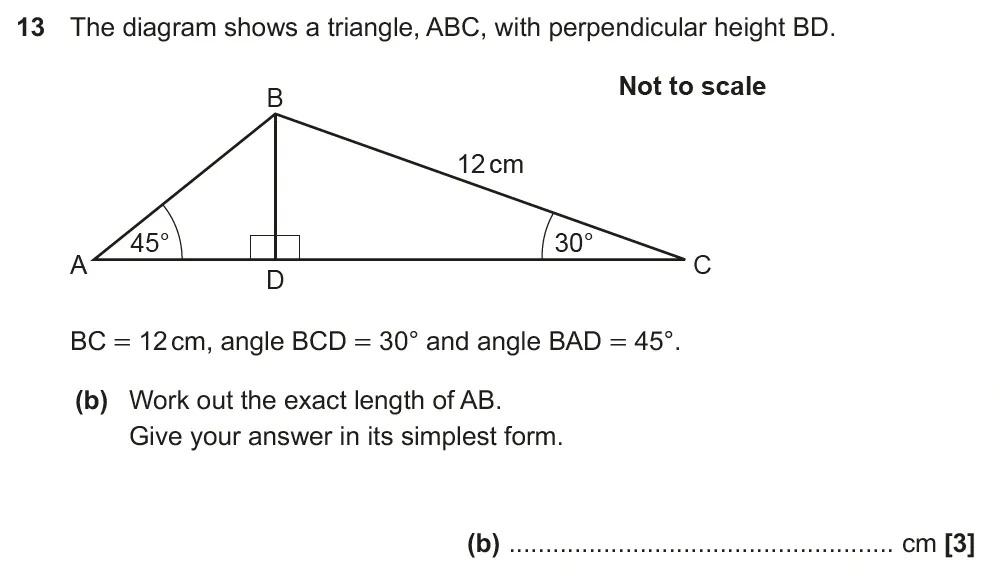 Question 13(b) - GCSE OCR Higher Maths Past Paper 5 (Non-Calculator) - June 2023