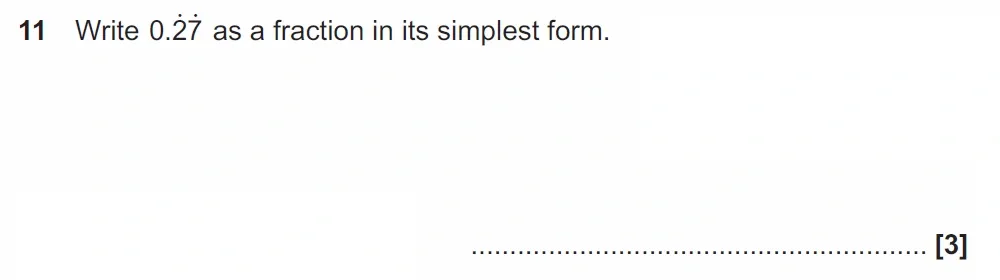 Question 11 - GCSE OCR Higher Maths Past Paper 5 (Non-Calculator) - November 2022