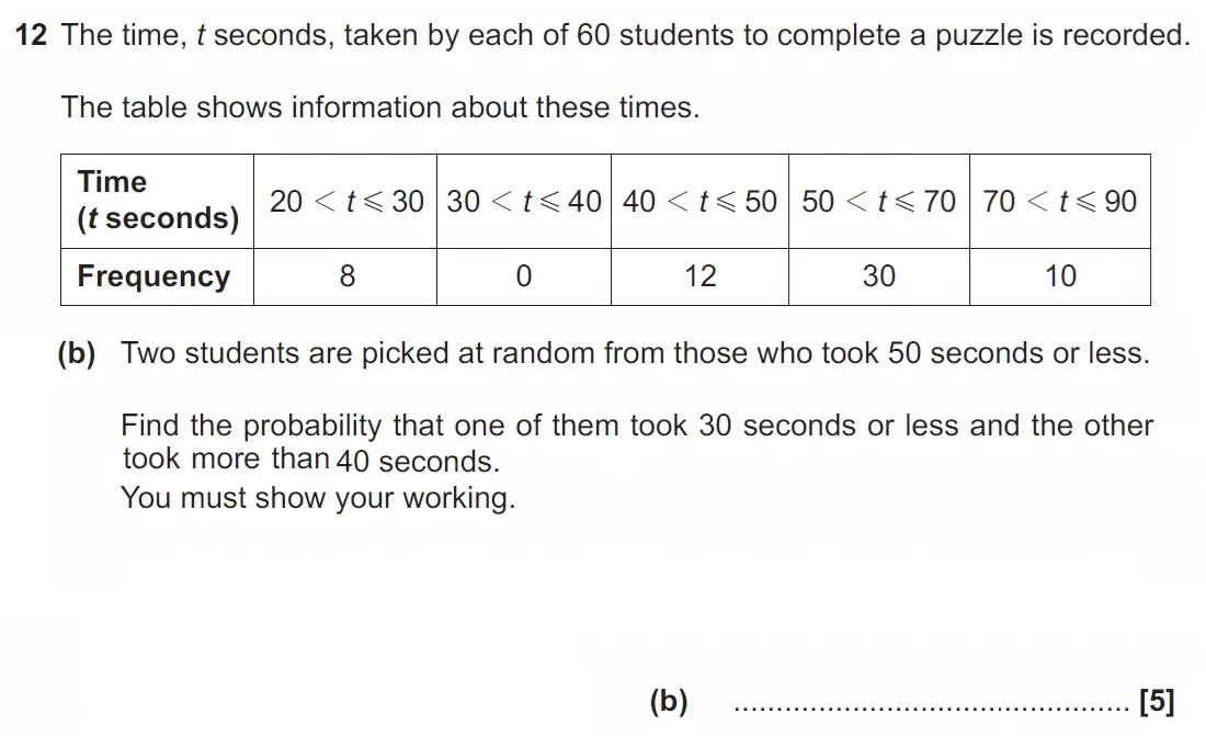 Question 12(b) - GCSE OCR Higher Maths Past Paper 5 (Non-Calculator) - November 2022