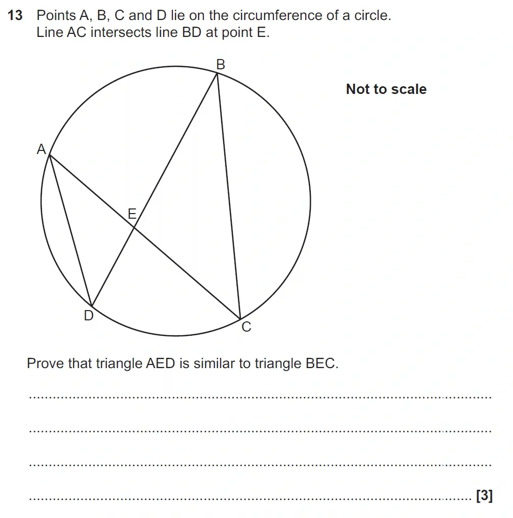 Question 13 - GCSE OCR Higher Maths Past Paper 5 (Non-Calculator) - November 2022