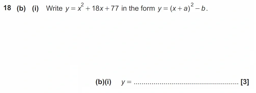 Question 18(b)(i) - GCSE OCR Higher Maths Past Paper 5 (Non-Calculator) - November 2022