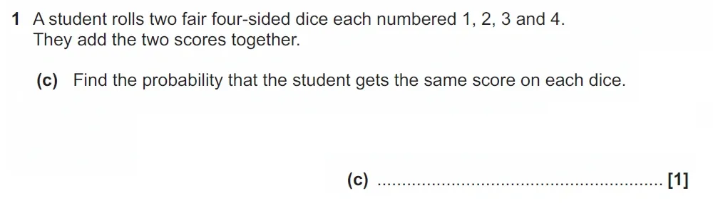 Question 01(c) - GCSE OCR Higher Maths Past Paper 6 (Calculator) - June 2022