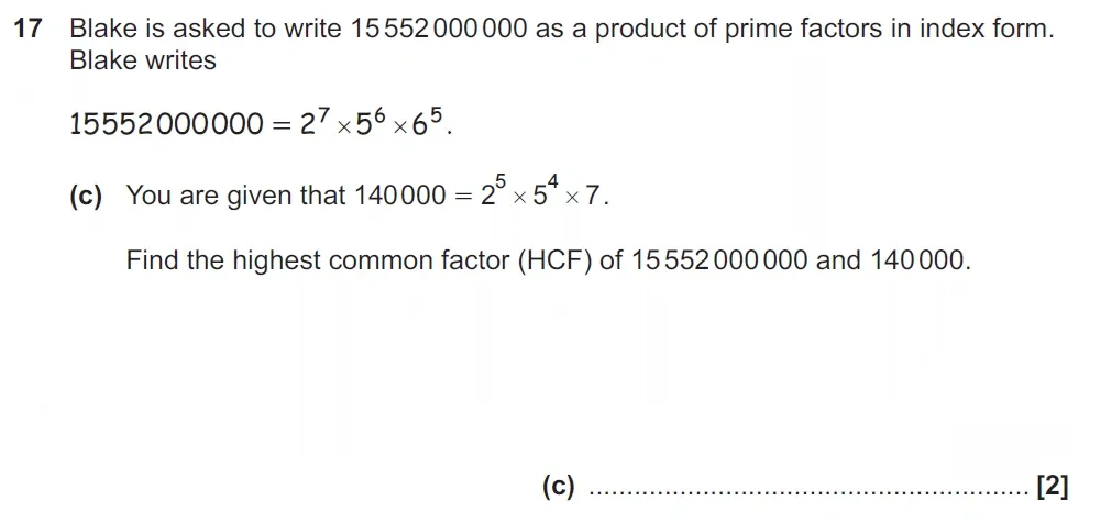 Question 17(c) - GCSE OCR Higher Maths Past Paper 6 (Calculator) - June 2022