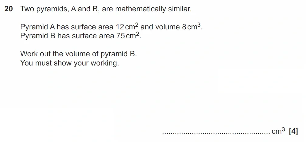 Question 20 - GCSE OCR Higher Maths Past Paper 6 (Calculator) - June 2022