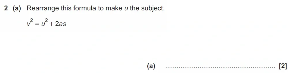 Question 02(a) - GCSE OCR Higher Maths Past Paper 6 (Calculator) - June 2023