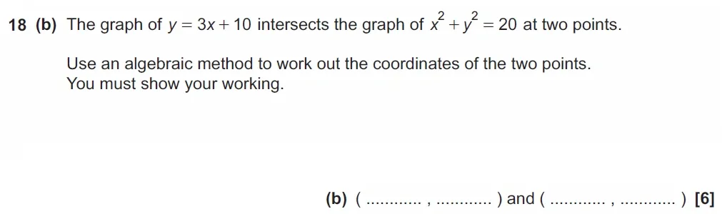 Question 18(b) - GCSE OCR Higher Maths Past Paper 6 (Calculator) - June 2023