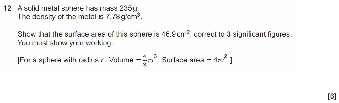 Question 12 - GCSE OCR Higher Maths Past Paper 6 (Calculator) - November 2021