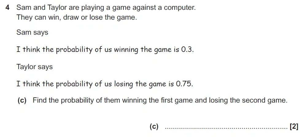 Question 04(c) - GCSE OCR Higher Maths Past Paper 6 (Calculator) - November 2022