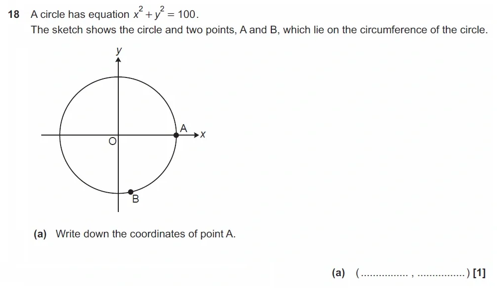 Question 18(a) - GCSE OCR Higher Maths Past Paper 6 (Calculator) - November 2022