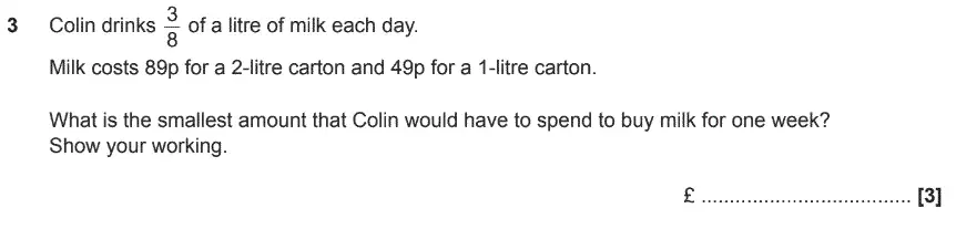Question 3 - GCSE OCR Foundation Maths Sample Paper 1 (Calculator)
