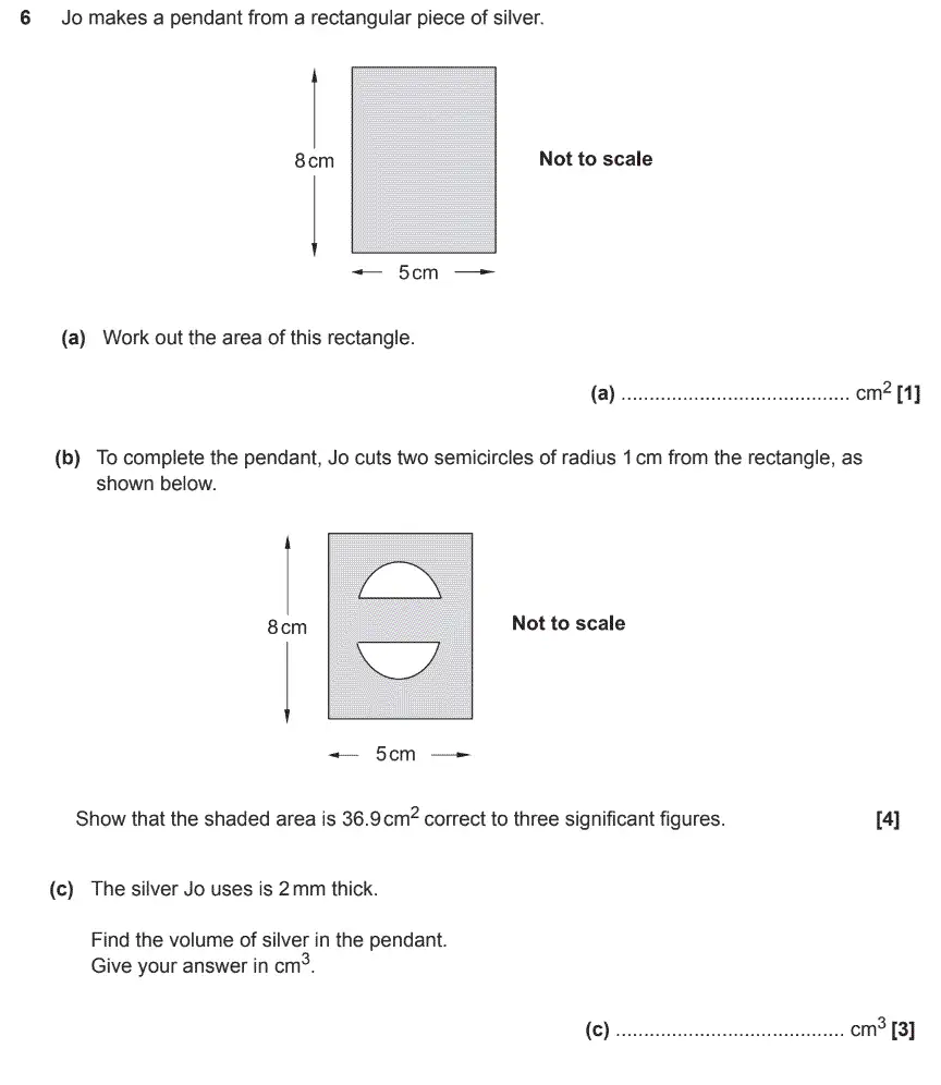 Question 7 - GCSE OCR Foundation Maths Sample Paper 3 (Calculator)