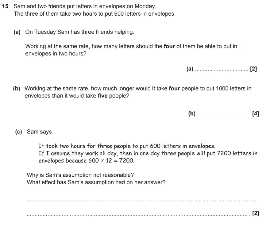 Question 15 - GCSE OCR Foundation Maths Sample Paper 2 (Non-Calculator)