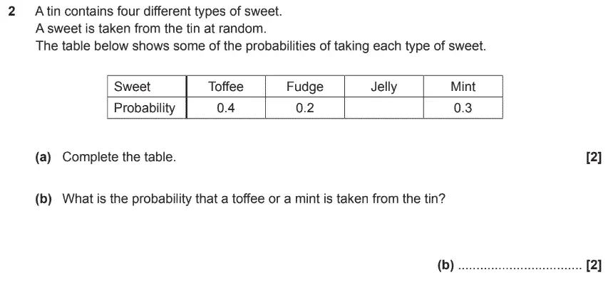 Question 2 - GCSE OCR Foundation Maths Sample Paper 2 (Non-Calculator)