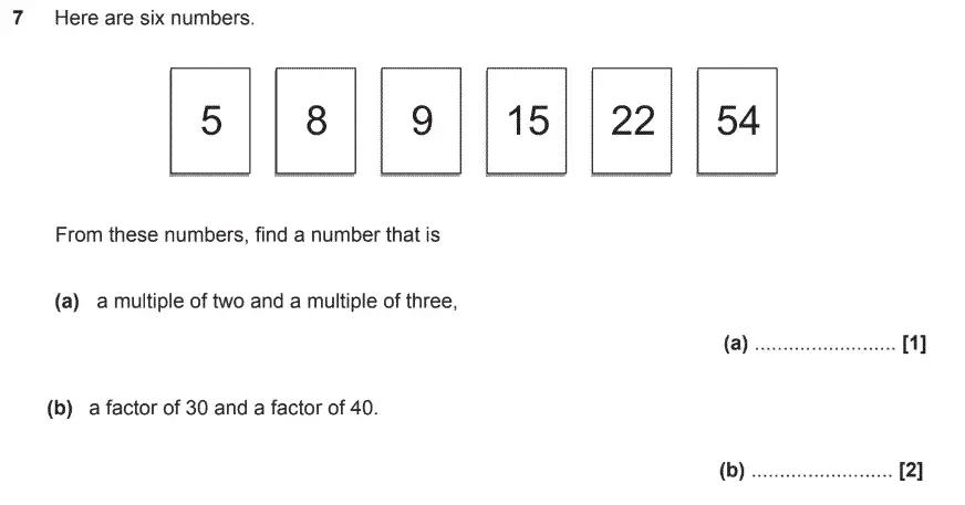 Question 7 - GCSE OCR Foundation Maths Sample Paper 2 (Non-Calculator)