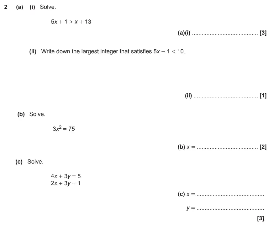 Question 2 - GCSE OCR Higher Maths Sample Paper 6 (Calculator)