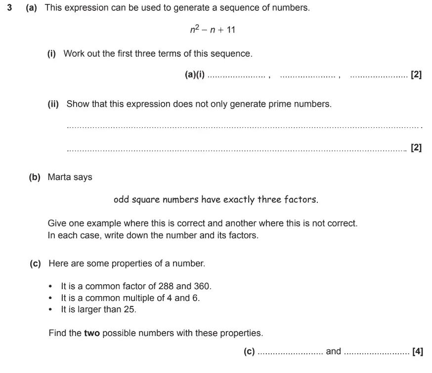 Question 3 - GCSE OCR Higher Maths Sample Paper 6 (Calculator)