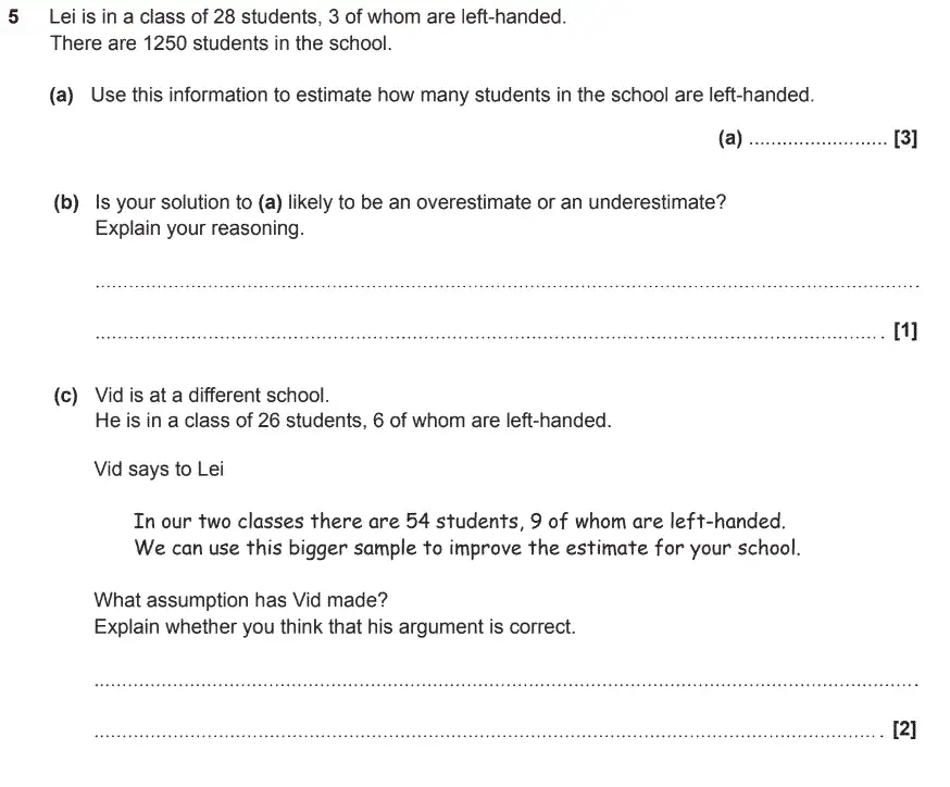 Question 5 - GCSE OCR Higher Maths Sample Paper 6 (Calculator)