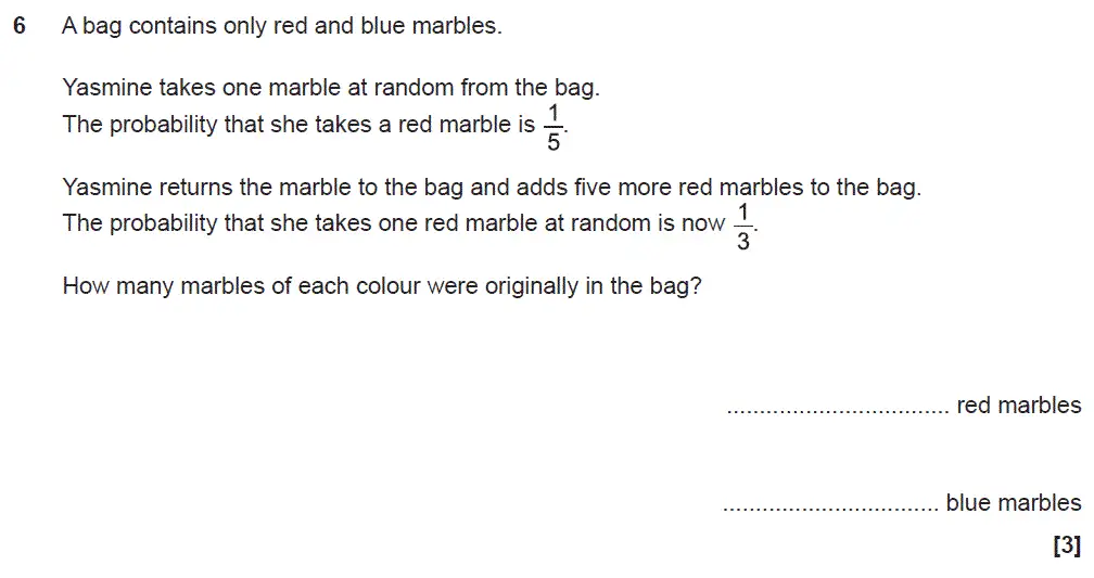 Question 6 - GCSE OCR Higher Maths Sample Paper 5 (Non-Calculator)