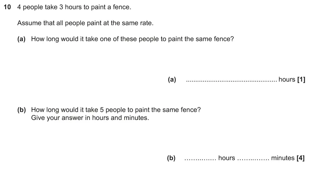 Question 10 - GCSE OCR Foundation Maths Past Paper 3 (Calculator) - June 2018