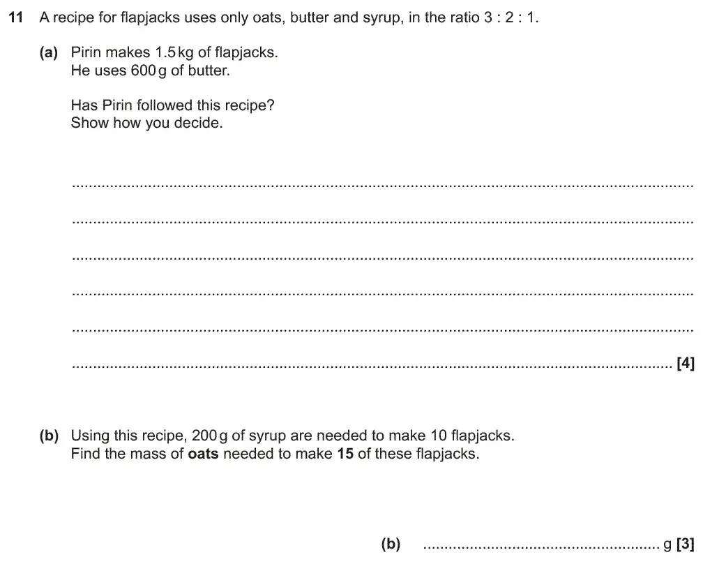 Question 11 - GCSE OCR Foundation Maths Past Paper 3 (Calculator) - June 2018