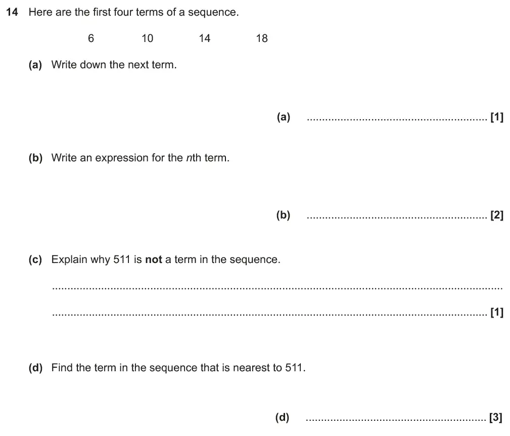 Question 14 - GCSE OCR Foundation Maths Past Paper 3 (Calculator) - June 2018