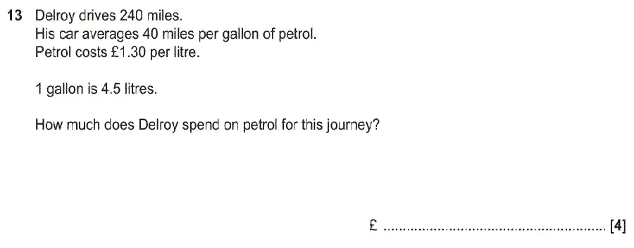 Question 13 - GCSE OCR Foundation Maths Past Paper 3 (Calculator) - June 2019