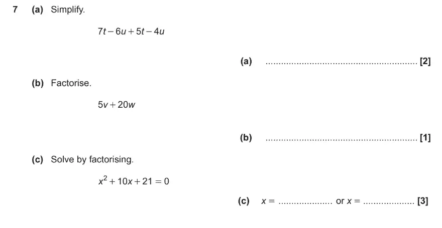 Question 7 - GCSE OCR Foundation Maths Past Paper 1 (Calculator)
