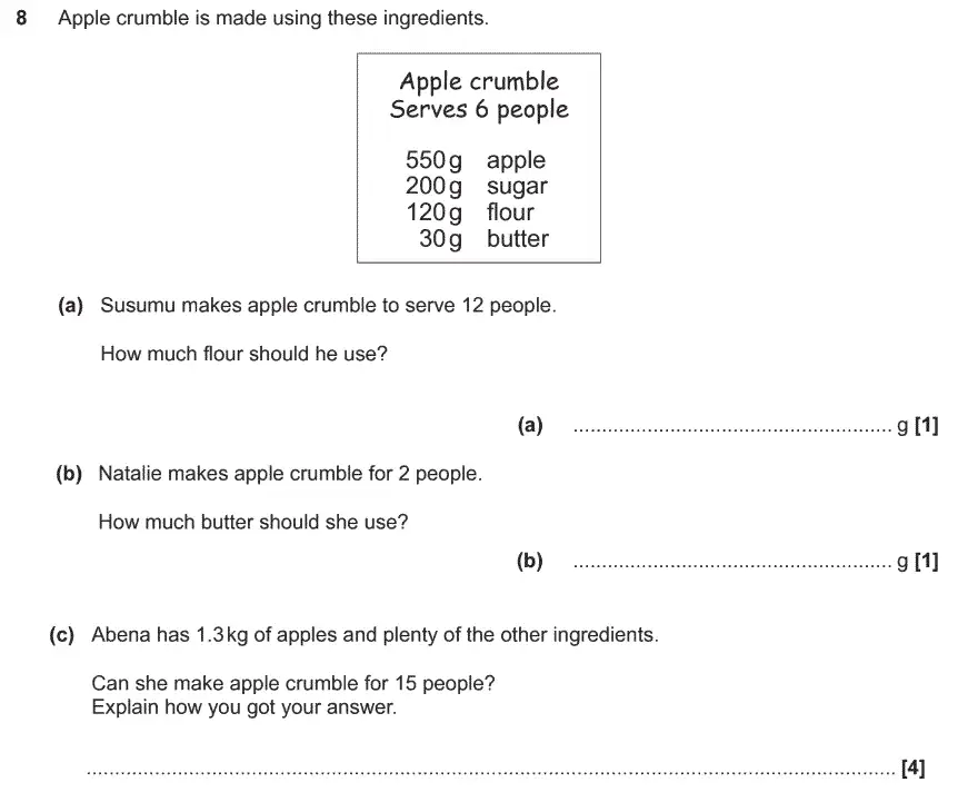 Question 8 - GCSE OCR Foundation Maths Past Paper 1 (Calculator)