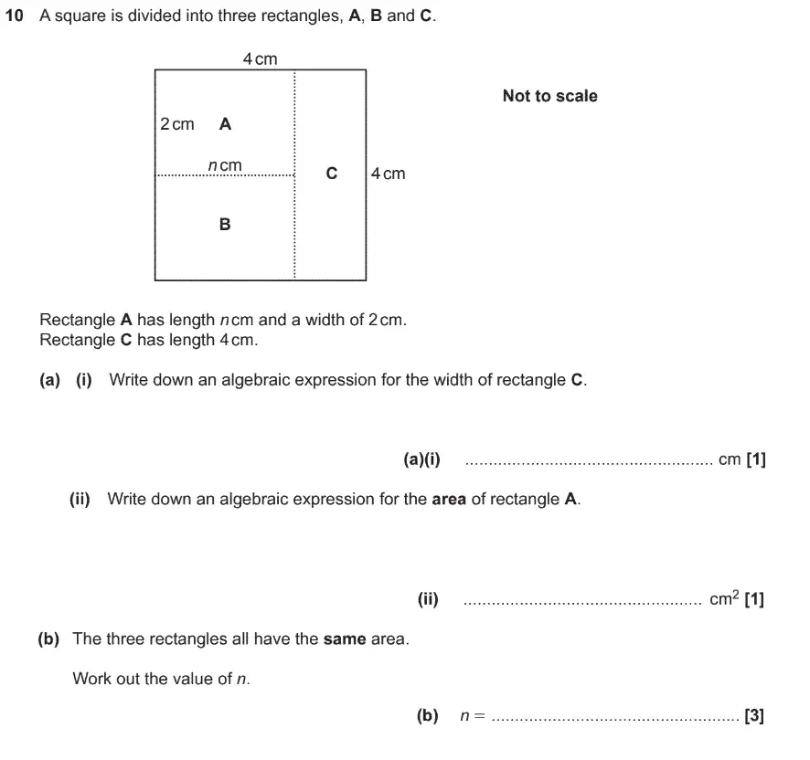 Question 10 - GCSE OCR Foundation Maths Past Paper 2 (Non-Calculator)