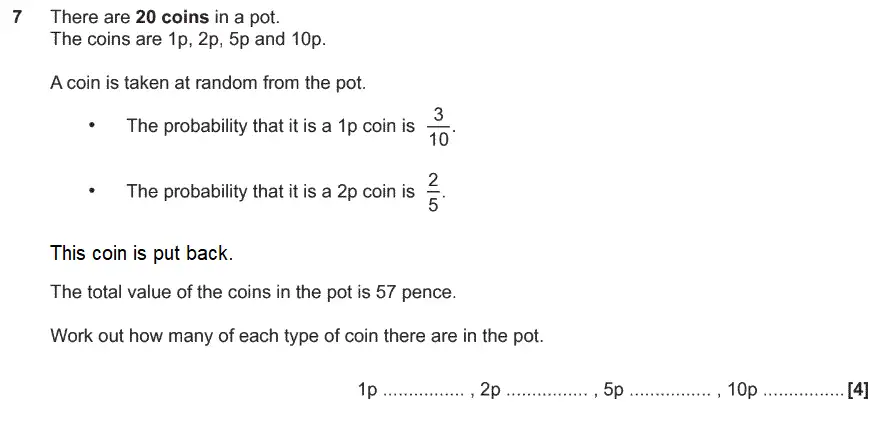 Question 7 - GCSE OCR Foundation Maths Past Paper 2 (Non-Calculator)