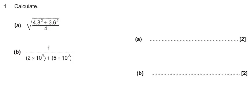 Question 1 - GCSE OCR Higher Maths Past Paper 4 (Calculator) - June 2017