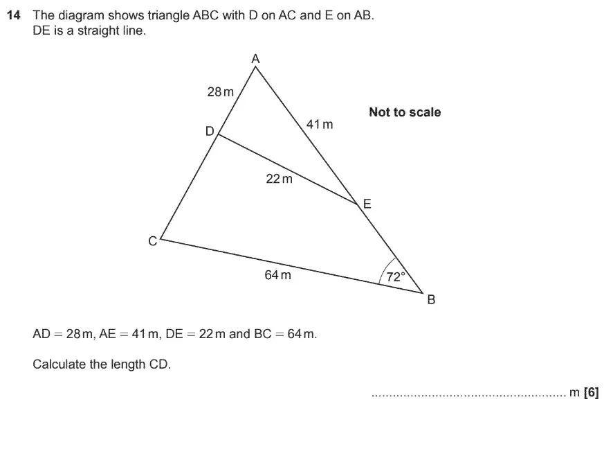 Question 14 - GCSE OCR Higher Maths Past Paper 4 (Calculator) - June 2017