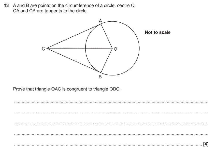 Question 13 - GCSE OCR Higher Maths Past Paper 6 (Calculator) - June 2017