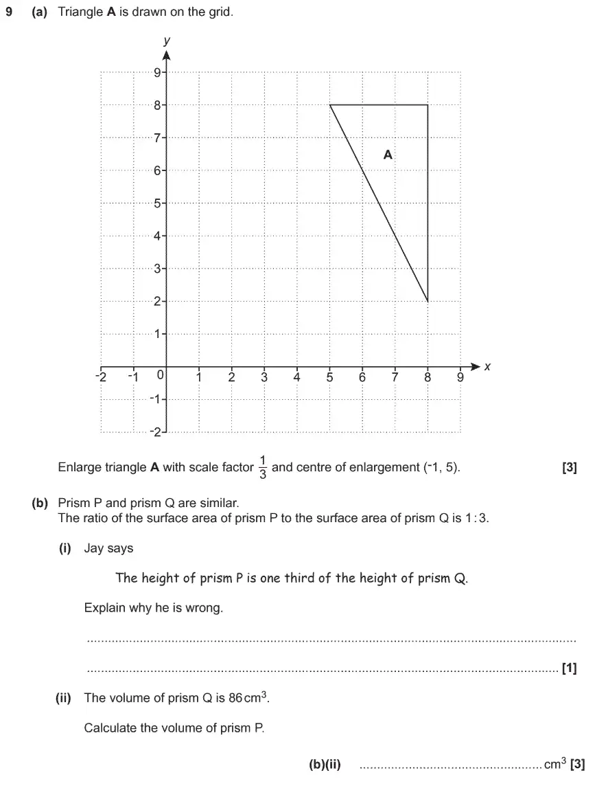 Question 9 - GCSE OCR Higher Maths Past Paper 6 (Calculator) - June 2017