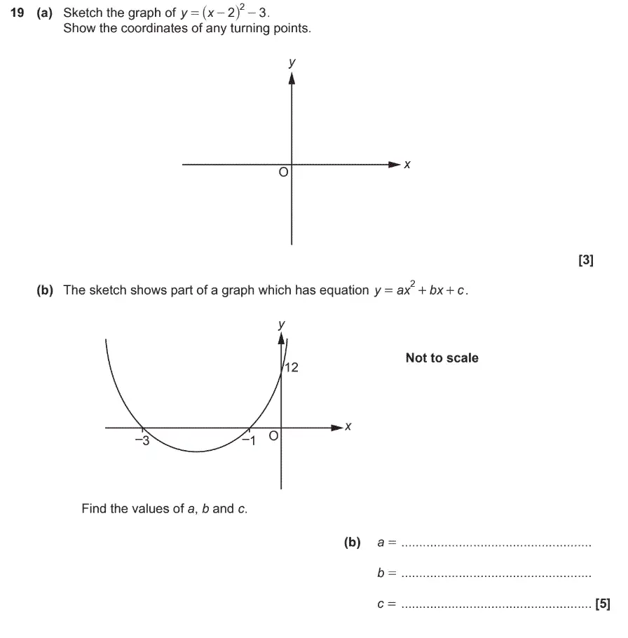 Question 19 - GCSE OCR Higher Maths Past Paper 5 (Non-Calculator) - June 2017