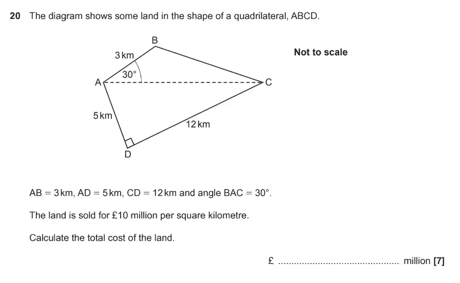Question 20 - GCSE OCR Higher Maths Past Paper 5 (Non-Calculator) - June 2017