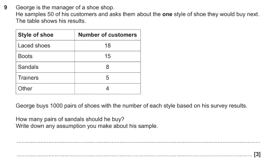 Question 9 - GCSE OCR Higher Maths Past Paper 5 (Non-Calculator) - June 2017