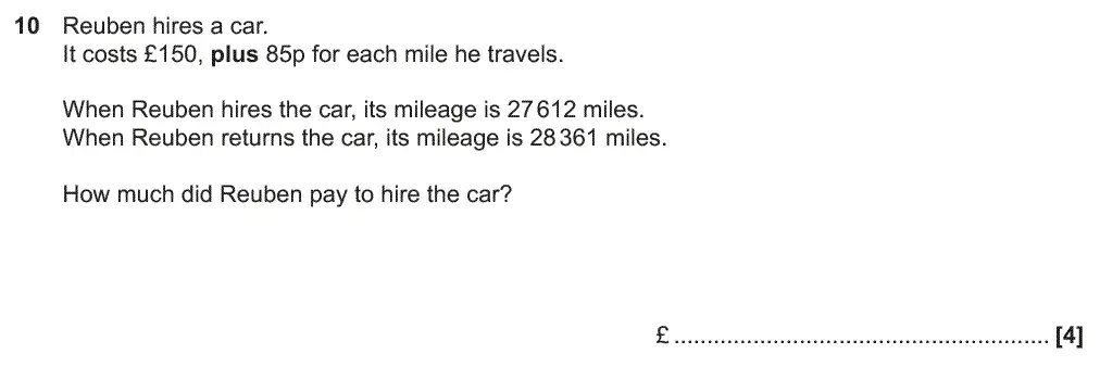 Question 10 - GCSE OCR Foundation Maths Past Paper 1 (Calculator) - June 2018