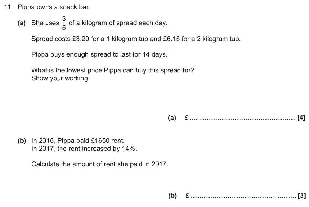 Question 11 - GCSE OCR Foundation Maths Past Paper 1 (Calculator) - June 2018