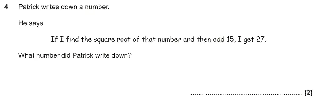 Question 4 - GCSE OCR Foundation Maths Past Paper 1 (Calculator) - June 2018