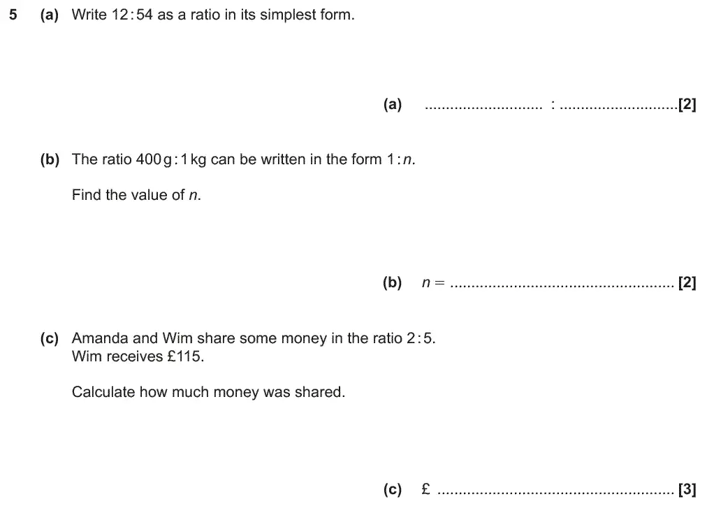 Question 5 - GCSE OCR Foundation Maths Past Paper 1 (Calculator) - June 2018