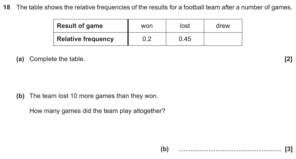 Question 19 - GCSE OCR Foundation Maths Past Paper 2 (Non-Calculator) - June 2018