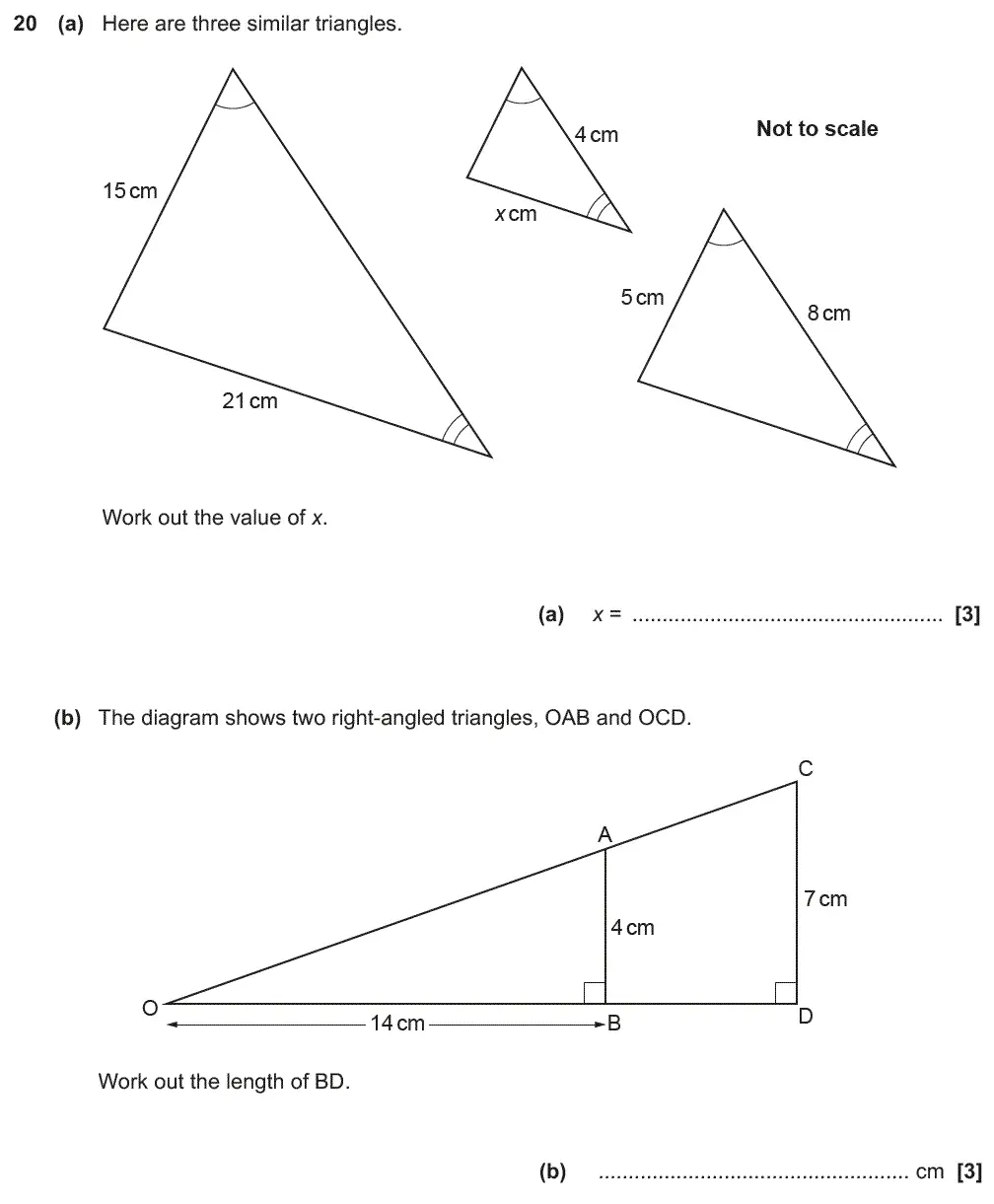 Question 21 - GCSE OCR Foundation Maths Past Paper 2 (Non-Calculator) - June 2018