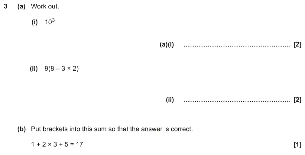 Question 3 - GCSE OCR Foundation Maths Past Paper 2 (Non-Calculator) - June 2018