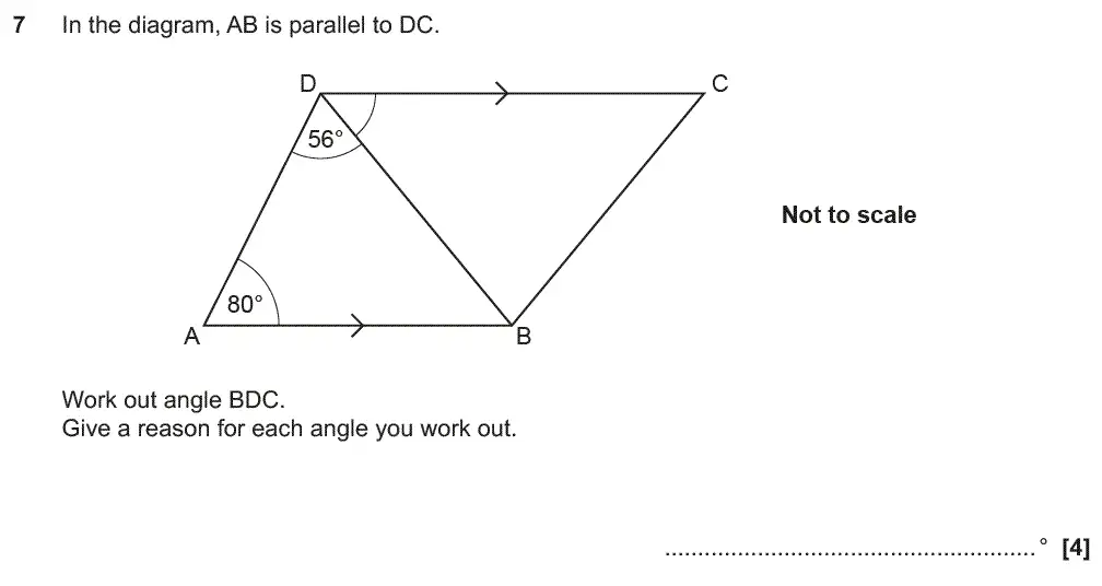 Question 7 - GCSE OCR Foundation Maths Past Paper 2 (Non-Calculator) - June 2018