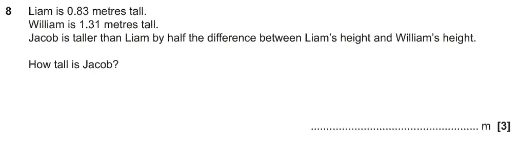 Question 8 - GCSE OCR Foundation Maths Past Paper 2 (Non-Calculator) - June 2018